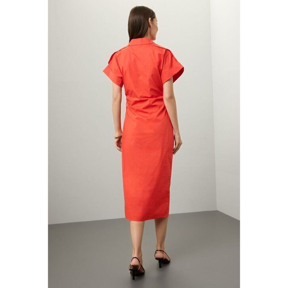 Saunders x RTR Red Ruched Shirt Dress - Picture 2 of 10
